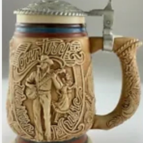 Avon 1994 Lidded Beer Stein Country & Western Music - Picture 1 of 3